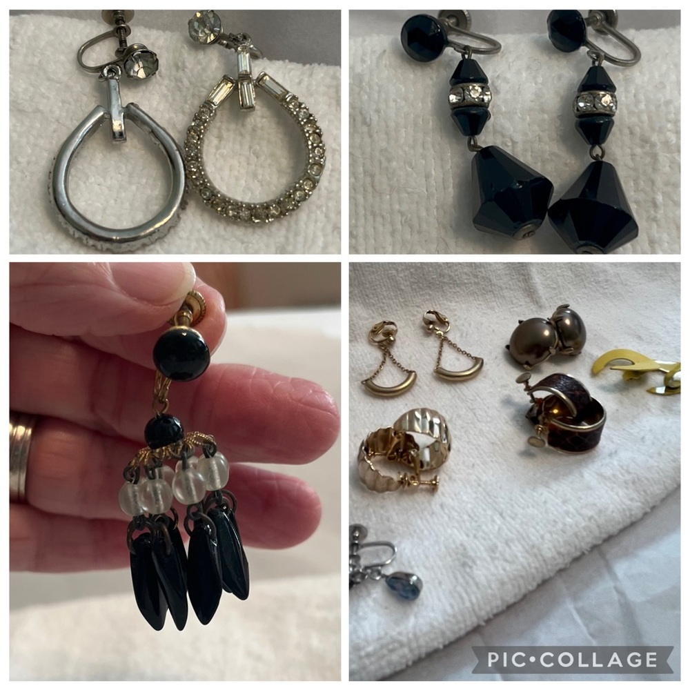 10 Pair Vintage Screw-back Earrings - Various Styles
